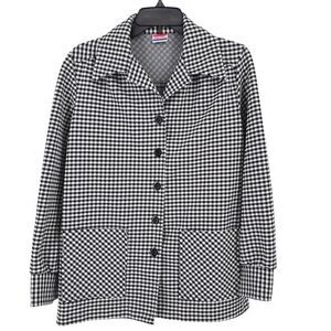 Vintage 70s Pykettes Houndstooth Button Front Jacket Womens Size Large